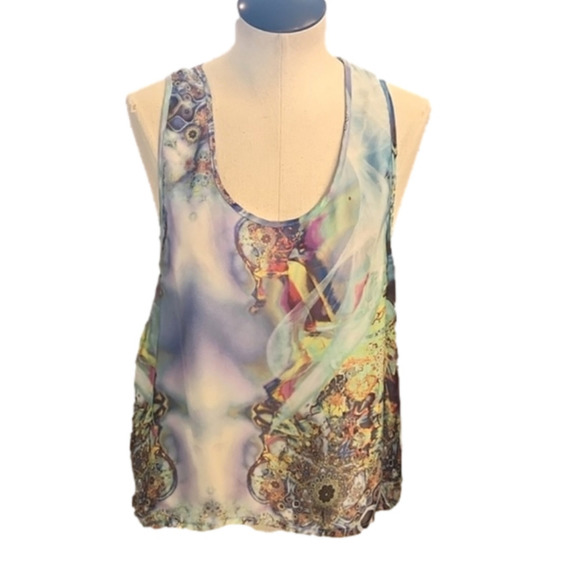 Womens Grifflin Paris sheer colorful tank top size Large. - Picture 9 of 14